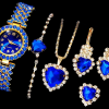 Glamorous Rhinestone Quartz Watch & Jewelry Set – 6-Piece Luxury Gift Collection